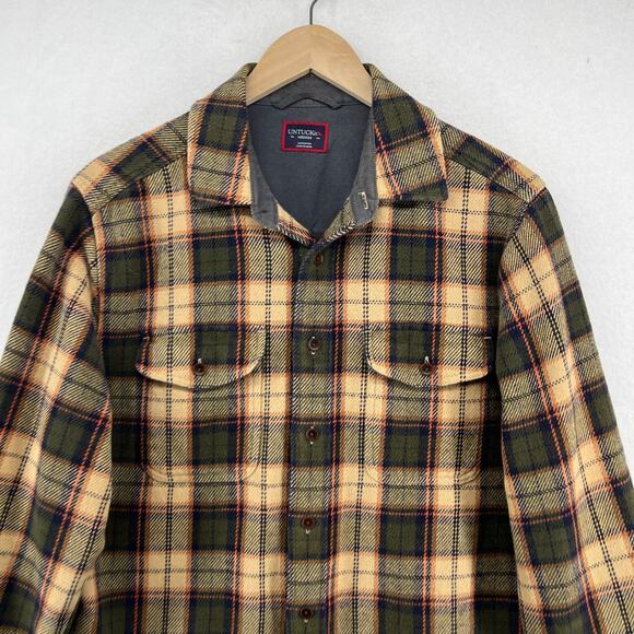 UNTUCKIT Shirt Mens M Speyer Heavy Flannel Brushed Plaid Lumberjack Cotton Green - Picture 4 of 14